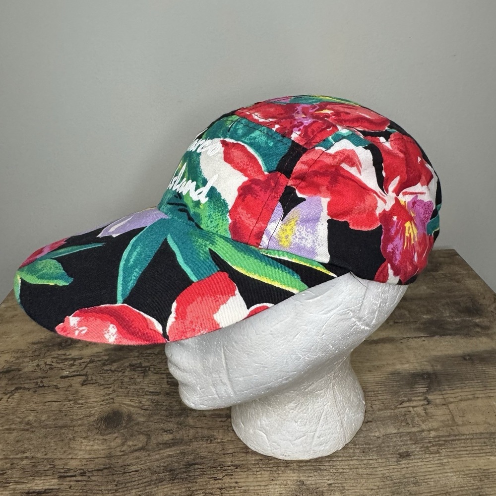 Vintage Hat Cap Fitted  Floral Print Multicolor Big Brime - Picture 6 of 9